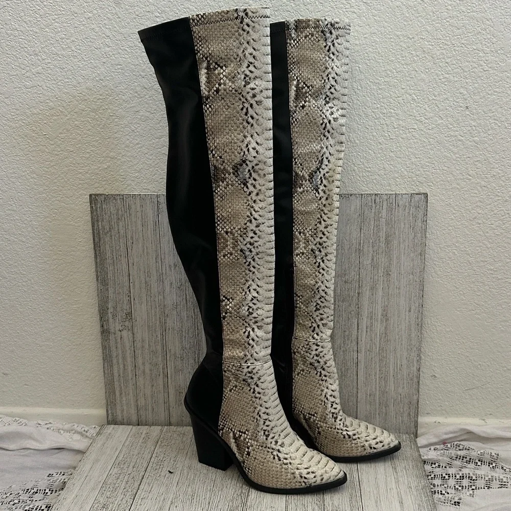 Dolce Vita Jethro Natural Snake knee high Boots
